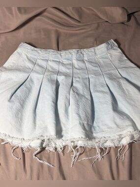 Pacsun Pleated Fringe Mini Skirt in Light Blue size 27 raw hem